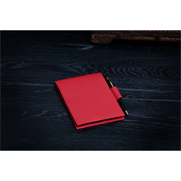 Pebble Calf Leather Pocket-Size Jotter Tablet - Lava Red - Pebble Calf Leather Pocket-Size Jotter Tablet - Lava Red - Image 1 of 2