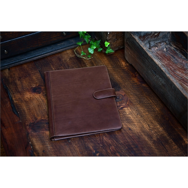 Magnetic Closure Italian Leather Large Padfolio - Walnut - Magnetic Closure Italian Leather Large Padfolio - Walnut - Image 0 of 5
