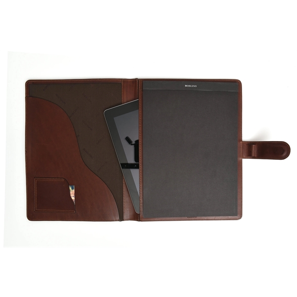Magnetic Closure Italian Leather Large Padfolio - Walnut - Magnetic Closure Italian Leather Large Padfolio - Walnut - Image 3 of 5