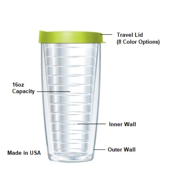 16 oz Travel Tumbler w/ Full color Wrap Imprint Double Wall Plum Grove