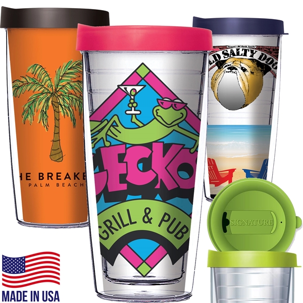 16 oz Travel Tumbler w/ Full color Wrap Imprint Double Wall Plum Grove