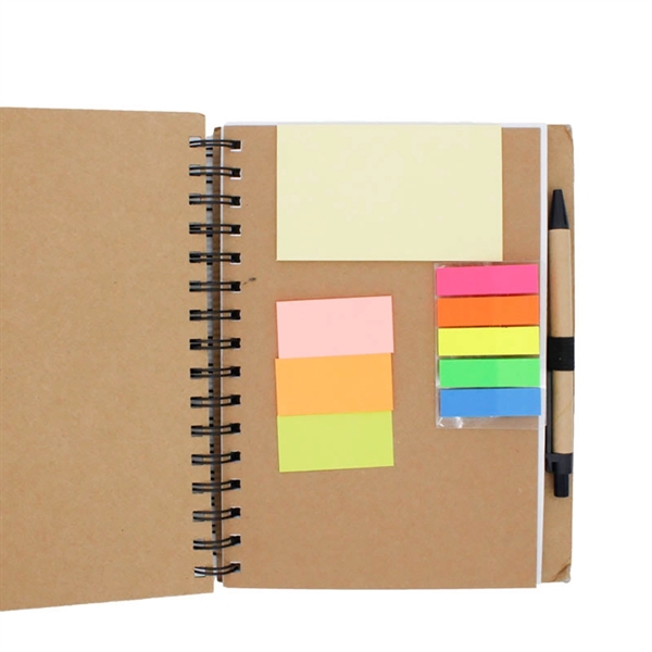 Recycled Note Book with Sticky Flags & Pen - Recycled Note Book with Sticky Flags & Pen - Image 1 of 3