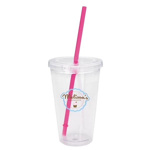 Clear Tumbler with Colored Lid - 18 oz. - Clear Tumbler with Colored Lid - 18 oz. - Image 11 of 36