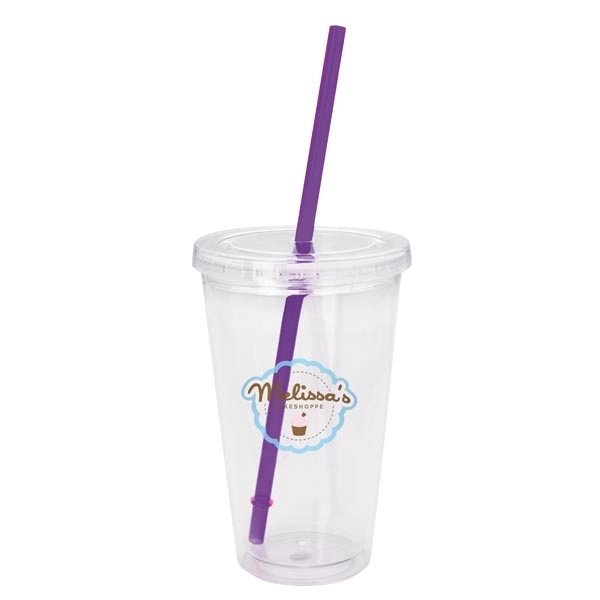 Clear Tumbler with Colored Lid - 18 oz. - Clear Tumbler with Colored Lid - 18 oz. - Image 13 of 36