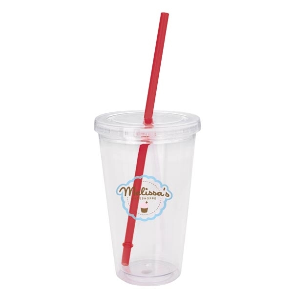 Clear Tumbler with Colored Lid - 18 oz. - Clear Tumbler with Colored Lid - 18 oz. - Image 15 of 36