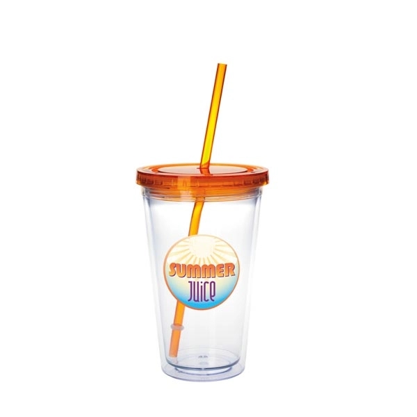 Clear Tumbler with Colored Lid - 18 oz. - Clear Tumbler with Colored Lid - 18 oz. - Image 25 of 36