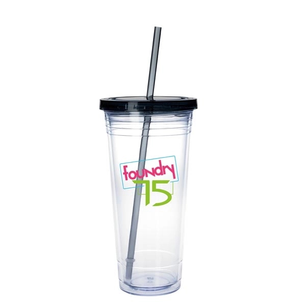 Clear Tumbler with Colored Lid - 24 oz. - Clear Tumbler with Colored Lid - 24 oz. - Image 1 of 28