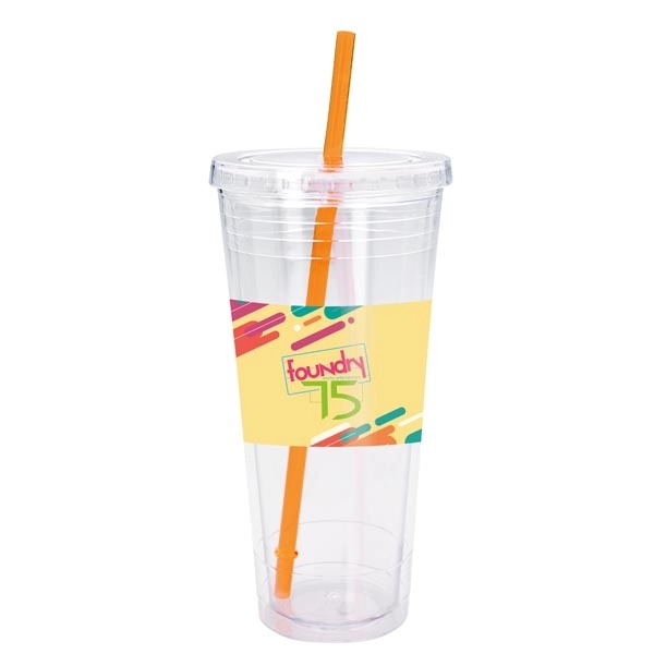 Clear Tumbler with Colored Lid - 24 oz. - Clear Tumbler with Colored Lid - 24 oz. - Image 11 of 28