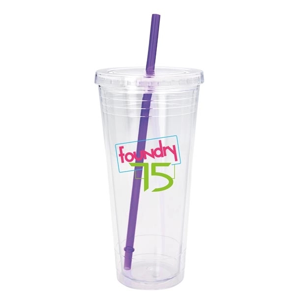 Clear Tumbler with Colored Lid - 24 oz. - Clear Tumbler with Colored Lid - 24 oz. - Image 14 of 28