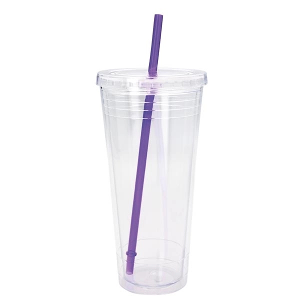 Clear Tumbler with Colored Lid - 24 oz. - Clear Tumbler with Colored Lid - 24 oz. - Image 15 of 28