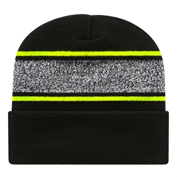 Variegated Striped Knit Cap With Cuff