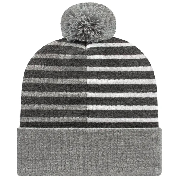 Half Color Knit Cap with Cuff - Half Color Knit Cap with Cuff - Image 2 of 5