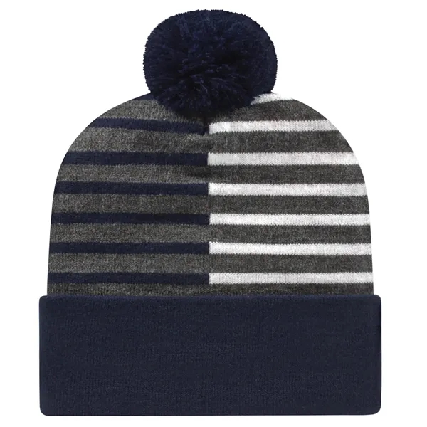 Half Color Knit Cap with Cuff - Half Color Knit Cap with Cuff - Image 3 of 5