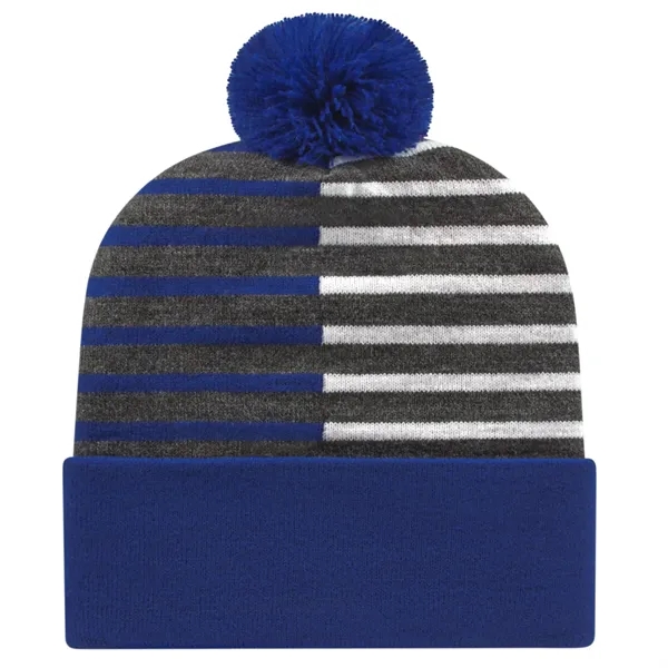 Half Color Knit Cap with Cuff - Half Color Knit Cap with Cuff - Image 4 of 5