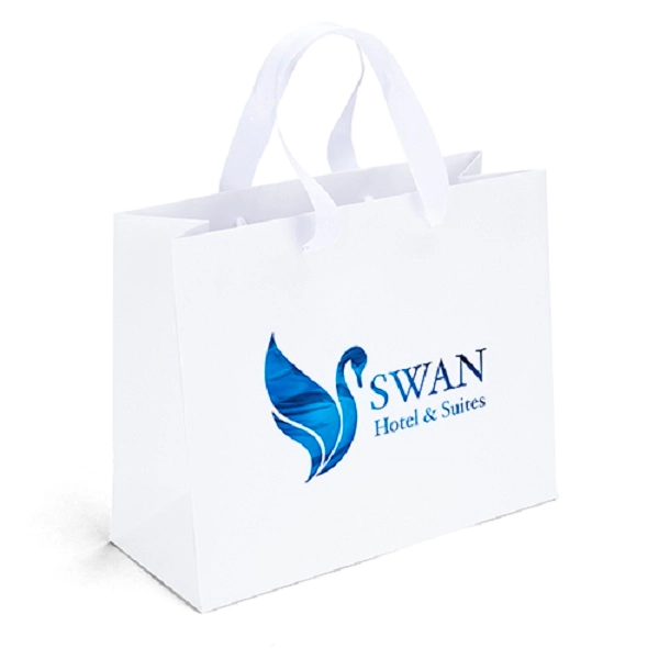 Victoria™- Ribbon-Handle Matte Eurotote - Foil Print - Victoria™- Ribbon-Handle Matte Eurotote - Foil Print - Image 7 of 7