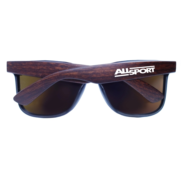 Reflective Frame-less Sunglasses with Wood Tone Arms - Reflective Frame-less Sunglasses with Wood Tone Arms - Image 2 of 2