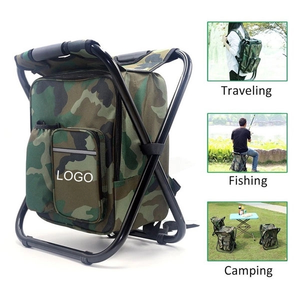Portable Backpack Stool Cooler Bag Folding Chair - Portable Backpack Stool Cooler Bag Folding Chair - Image 6 of 10