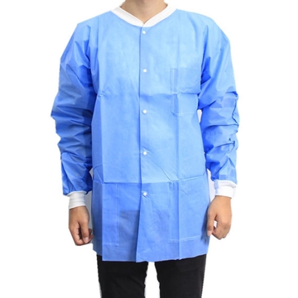 Short Disposable SMS Nonwoven Lab Coat - Short Disposable SMS Nonwoven Lab Coat - Image 2 of 6