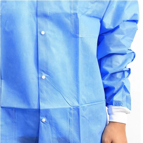 Short Disposable SMS Nonwoven Lab Coat - Short Disposable SMS Nonwoven Lab Coat - Image 1 of 6