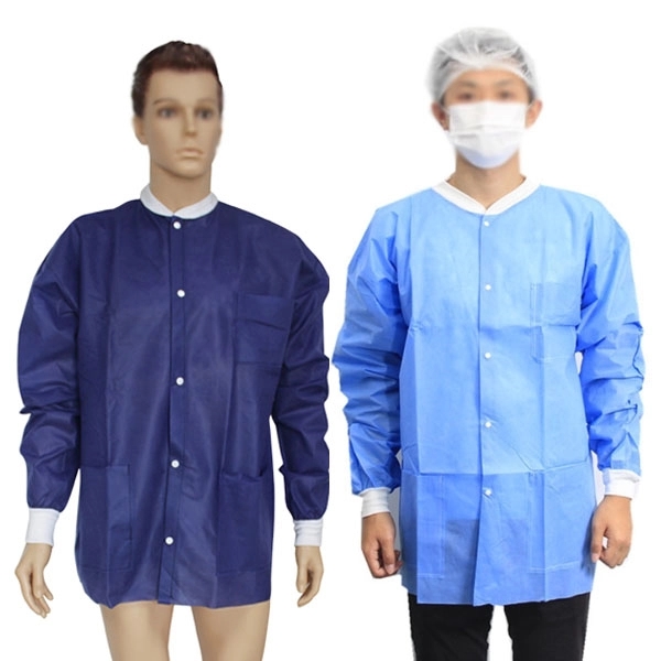 Short Disposable SMS Nonwoven Lab Coat - Short Disposable SMS Nonwoven Lab Coat - Image 0 of 6