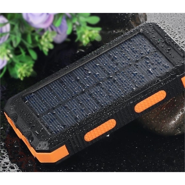 Waterproof 10000mAh Solar Power Bank wz Compass &Keyring - Waterproof 10000mAh Solar Power Bank wz Compass &Keyring - Image 2 of 3