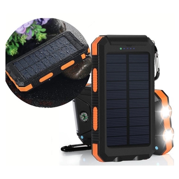 Waterproof 10000mAh Solar Power Bank wz Compass &Keyring - Waterproof 10000mAh Solar Power Bank wz Compass &Keyring - Image 3 of 3