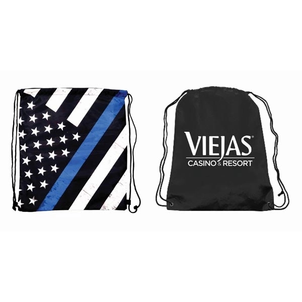 Police Flag Drawstring Bag/Backpack - Police Flag Drawstring Bag/Backpack - Image 1 of 2