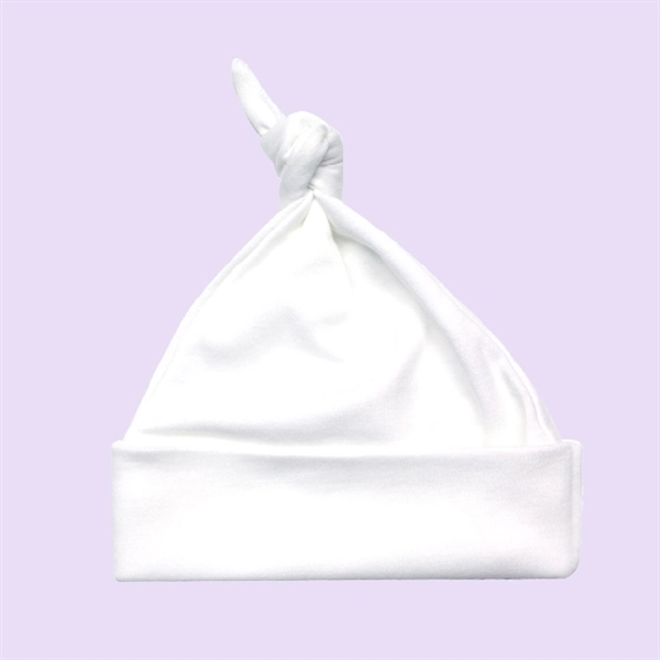 Baby Knotted Beanie Hat White- Laughing Giraffe® - Baby Knotted Beanie Hat White- Laughing Giraffe® - Image 1 of 1
