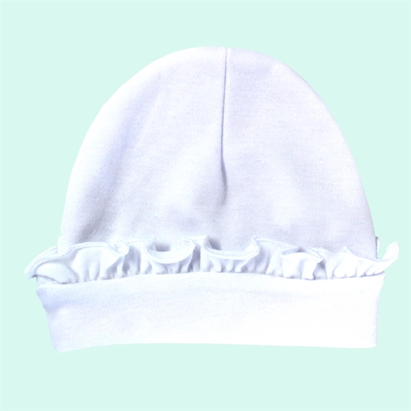 Baby Ruffle Beanie Hats White or Pink - Laughing Giraffe® - Baby Ruffle Beanie Hats White or Pink - Laughing Giraffe® - Image 1 of 2