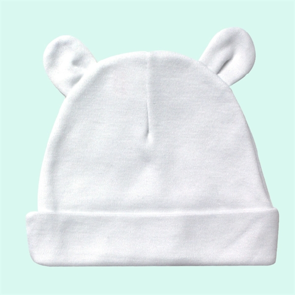 Baby Bear Ears Beanie Hats White- Laughing Giraffe® - Baby Bear Ears Beanie Hats White- Laughing Giraffe® - Image 1 of 1