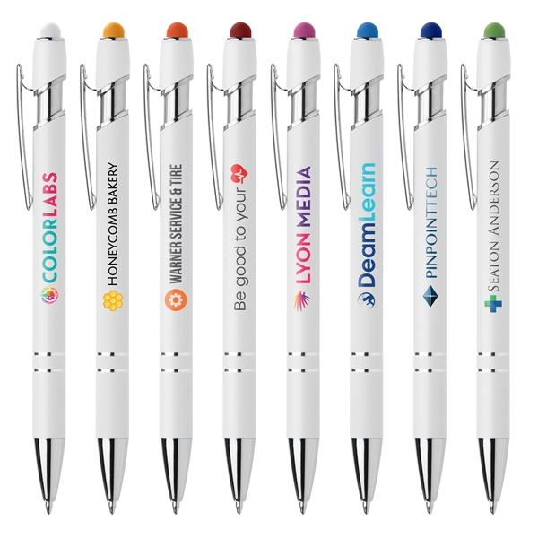 Ellipse Softy White Barrel Pen w/ Stylus - ColorJet - Ellipse Softy White Barrel Pen w/ Stylus - ColorJet - Image 0 of 8