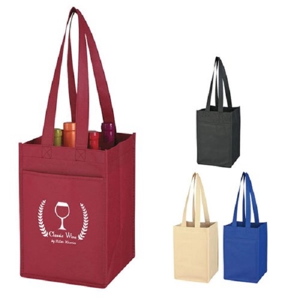 Non-Woven 4 Bottle Wine Tote Bag - Non-Woven 4 Bottle Wine Tote Bag - Image 0 of 0