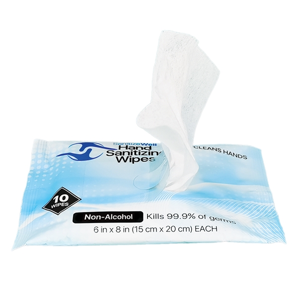 SANITIZE WELL 75% ALCOHOL 10 PCS ANTIBACTERIAL WET WIPES - SANITIZE WELL 75% ALCOHOL 10 PCS ANTIBACTERIAL WET WIPES - Image 1 of 1