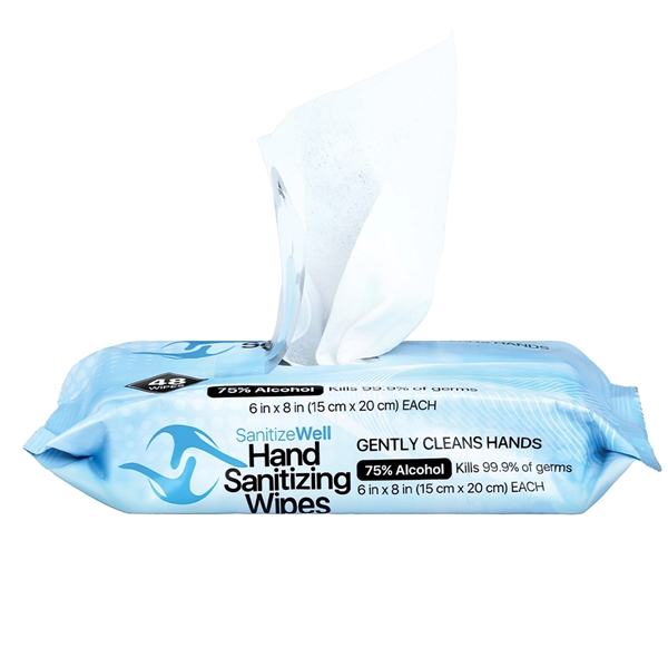 SANITIZE WELL 48 PC 75% ALCOHOL ANTIBACTERIAL WET WIPES - SANITIZE WELL 48 PC 75% ALCOHOL ANTIBACTERIAL WET WIPES - Image 1 of 3
