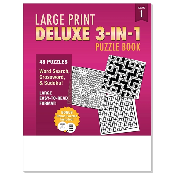 Large Print Deluxe 3-in-1 Puzzle Book Vol.1 - Large Print Deluxe 3-in-1 Puzzle Book Vol.1 - Image 1 of 1