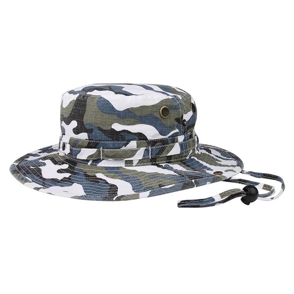 Washed Camouflage Hunting Hat w/ Self Fabric Chin Cord - Washed Camouflage Hunting Hat w/ Self Fabric Chin Cord - Image 1 of 4