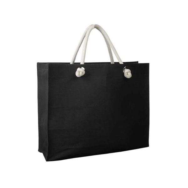 Tote bag with Jute/Cotton blended fabric & large grommets - Tote bag with Jute/Cotton blended fabric & large grommets - Image 1 of 3