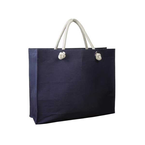 Tote bag with Jute/Cotton blended fabric & large grommets - Tote bag with Jute/Cotton blended fabric & large grommets - Image 2 of 3