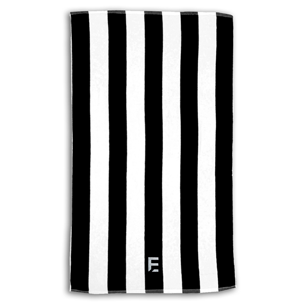 Premium Velour, 35 x 60 Mid-Weight Cabana Stripe Beach Towel - Premium Velour, 35 x 60 Mid-Weight Cabana Stripe Beach Towel - Image 2 of 11