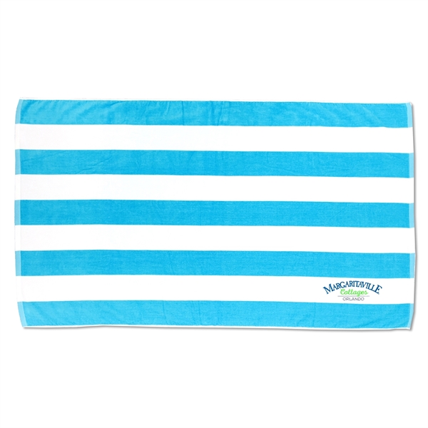 Premium Velour, 35 x 60 Mid-Weight Cabana Stripe Beach Towel - Premium Velour, 35 x 60 Mid-Weight Cabana Stripe Beach Towel - Image 4 of 11