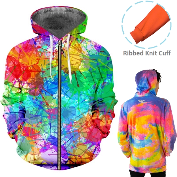 Full Color Hoodie w/Front Zipper & Pocket Sublimated Hoodies