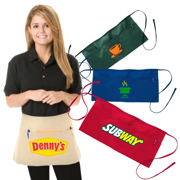 Restaurant Aprons w/ Custom Logo Full Length and 3 Pockets - Restaurant Aprons w/ Custom Logo Full Length and 3 Pockets - Image 0 of 3