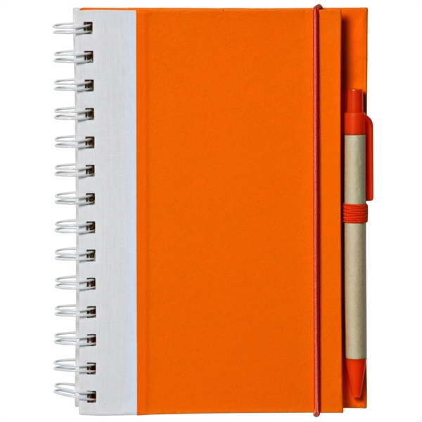 Recyclable Spiral Notebook w/ Pen Two-Tone ECO Notepad - Recyclable Spiral Notebook w/ Pen Two-Tone ECO Notepad - Image 3 of 3