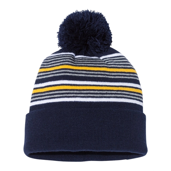 Sportsman 12" Striped Pom-Pom Cuffed Beanie - Sportsman 12" Striped Pom-Pom Cuffed Beanie - Image 11 of 18