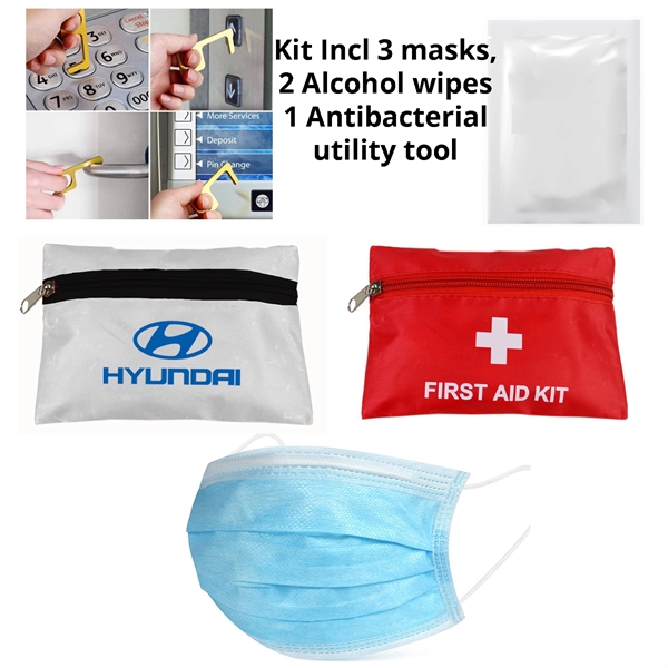 PPE Kit 3 Surgical Masks, 2 Alcohol Wipes, 1 No-Touch Opener - PPE Kit 3 Surgical Masks, 2 Alcohol Wipes, 1 No-Touch Opener - Image 0 of 5