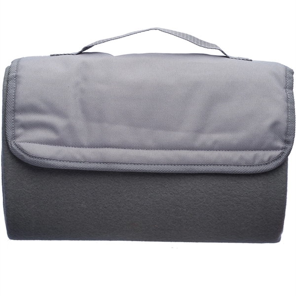 Roll Up Outdoor Fleece Blanket W/ woven handle 45"W x 55"L - Roll Up Outdoor Fleece Blanket W/ woven handle 45"W x 55"L - Image 3 of 4
