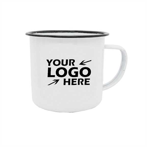 12oz Tin Camp Mug White Body Black Rim High Quality - 12oz Tin Camp Mug White Body Black Rim High Quality - Image 0 of 0