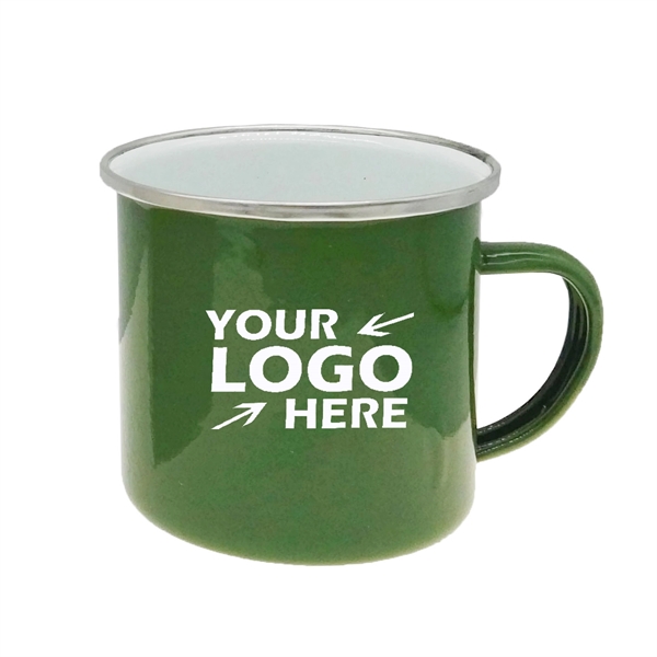 High-Quality 12oz Green Camping Mug with Silver Rim - High-Quality 12oz Green Camping Mug with Silver Rim - Image 0 of 0