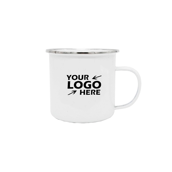 17oz White Enamel Mug with Silver Rim - 17oz White Enamel Mug with Silver Rim - Image 0 of 0