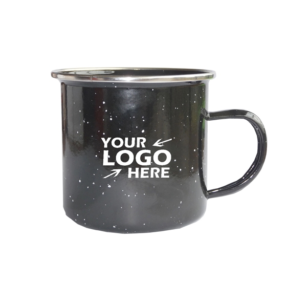 12oz Camping Mug Black & Snow with Silver Rim - 12oz Camping Mug Black & Snow with Silver Rim - Image 0 of 1